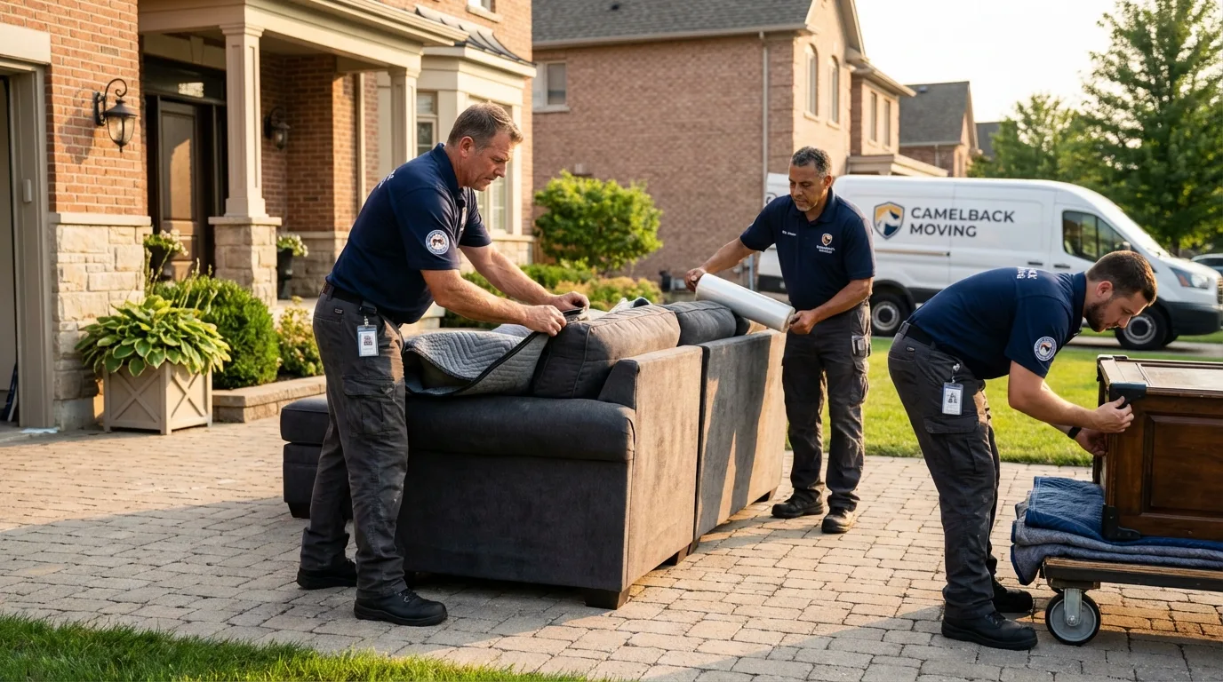 Large estate moving crew wrapping furniture in Lodi, NJ