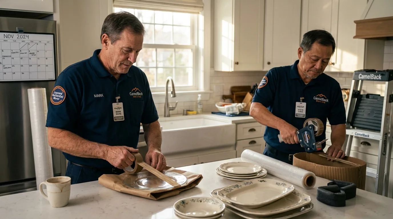 Professional crew packing kitchen dishware in Lodi, NJ